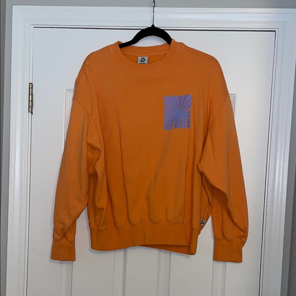 Afends Orange Crewneck Sweater with Ribbed Waistband